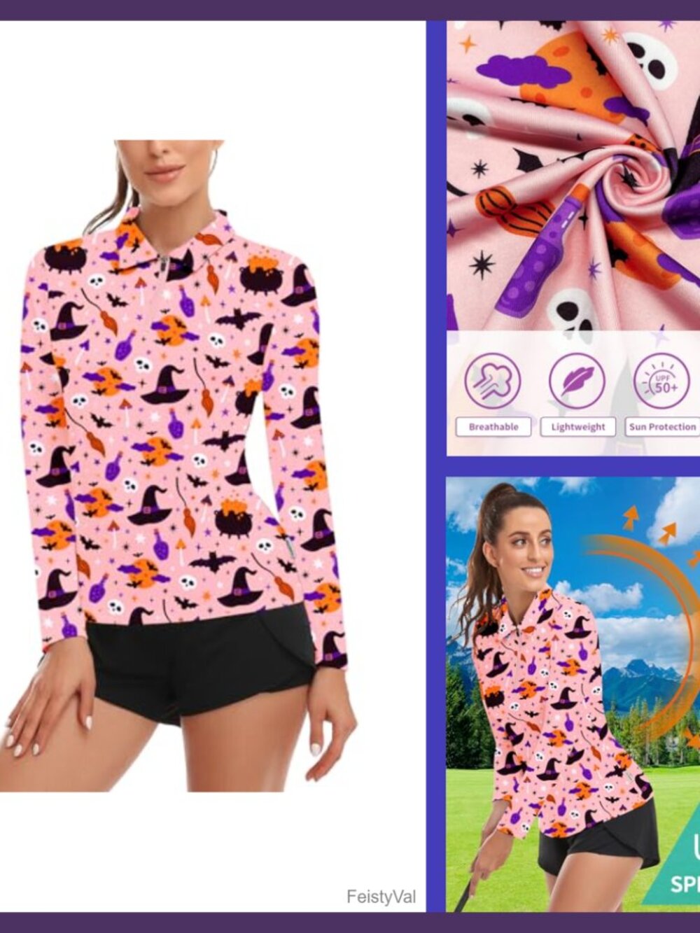 Women's Long Sleeve Half Zip Golf Polo Shirt Moisture Wicking